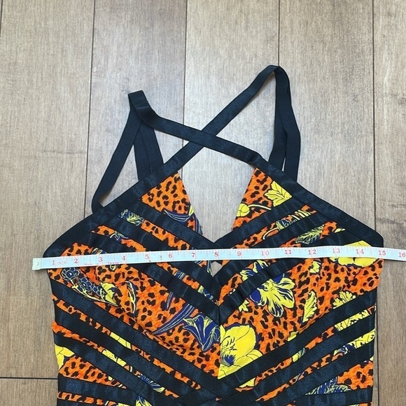 NWT French Connection Orange yellow floral Surf Island Silk Strappy Dress size 2 - Picture 8 of 14